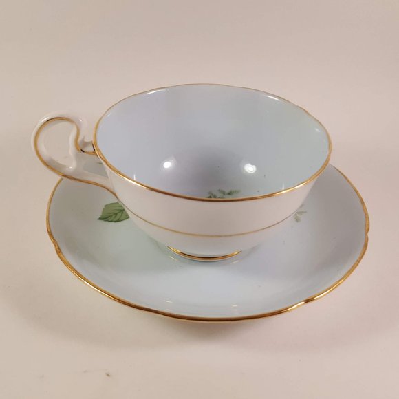 Royal Grafton 1950s Pink and Yellow Roses with blue shade Teacup & saucer - Picture 6 of 9